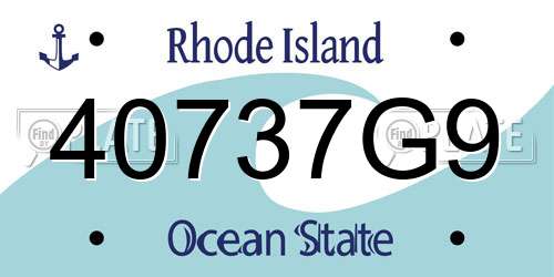 40737G9 Rhode Island License Plate