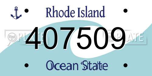 407509 Rhode Island License Plate