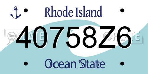 40758Z6 Rhode Island License Plate