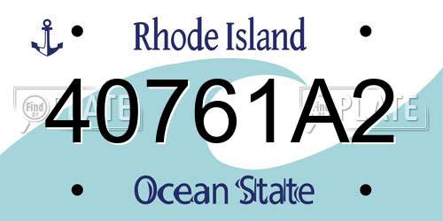 40761A2 Rhode Island License Plate