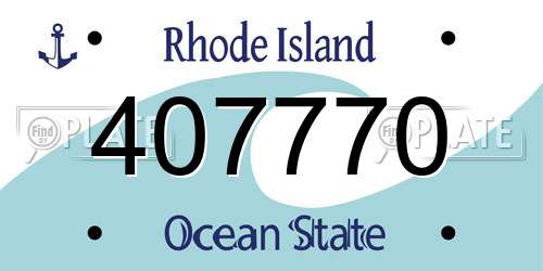 407770 Rhode Island License Plate