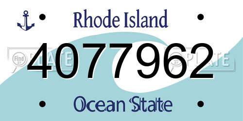 4077962 Rhode Island License Plate