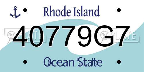 40779G7 Rhode Island License Plate