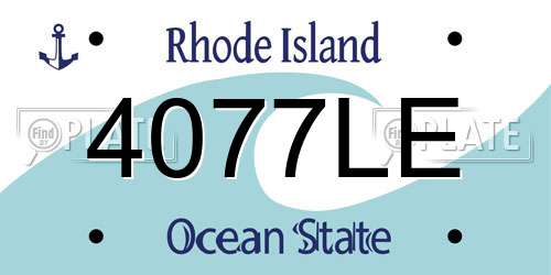 4077LE Rhode Island License Plate