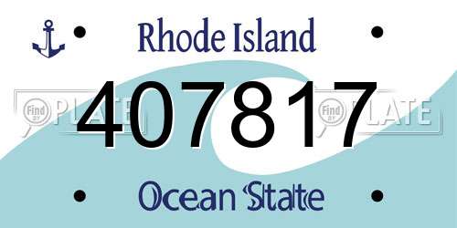 407817 Rhode Island License Plate