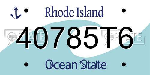 40785T6 Rhode Island License Plate