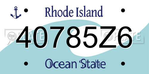 40785Z6 Rhode Island License Plate