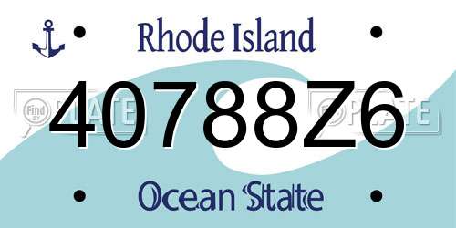 40788Z6 Rhode Island License Plate