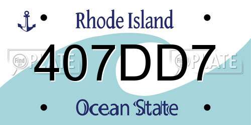 407DD7 Rhode Island License Plate