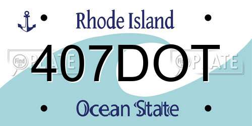 407DOT Rhode Island License Plate