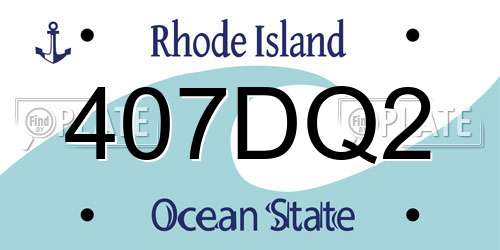 407DQ2 Rhode Island License Plate