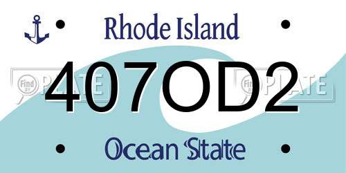 407OD2 Rhode Island License Plate