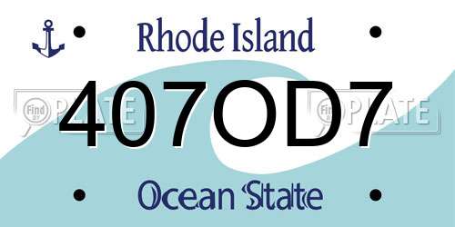407OD7 Rhode Island License Plate