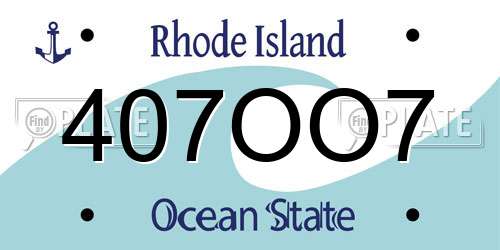 407OO7 Rhode Island License Plate