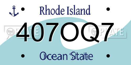 407OQ7 Rhode Island License Plate