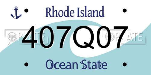407Q07 Rhode Island License Plate
