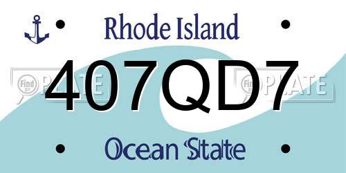 407QD7 Rhode Island License Plate