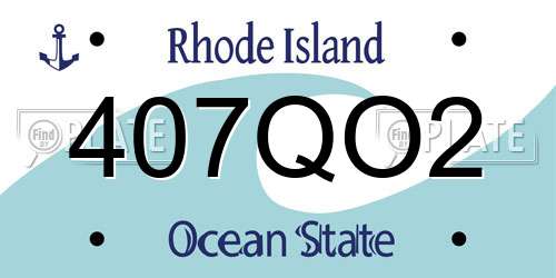 407QO2 Rhode Island License Plate