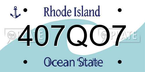 407QO7 Rhode Island License Plate