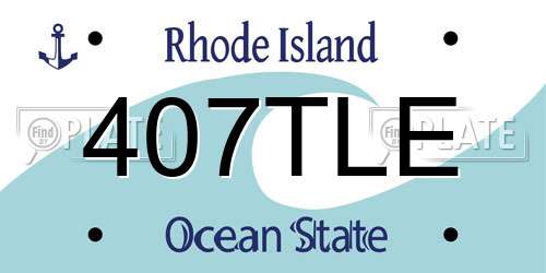 407TLE Rhode Island License Plate