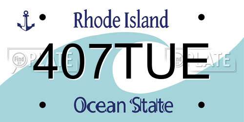 407TUE Rhode Island License Plate