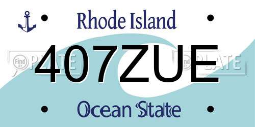 407ZUE Rhode Island License Plate