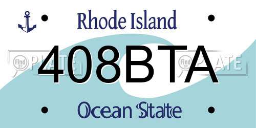 408BTA Rhode Island License Plate