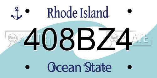 408BZ4 Rhode Island License Plate