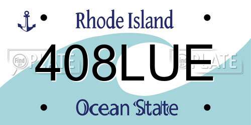 408LUE Rhode Island License Plate