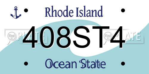 408ST4 Rhode Island License Plate