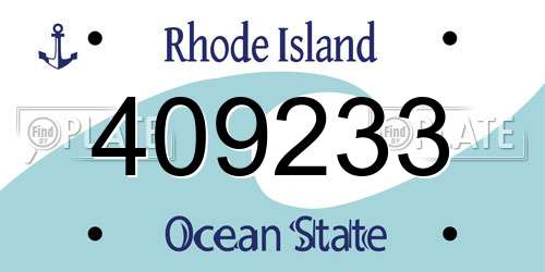 409233 Rhode Island License Plate