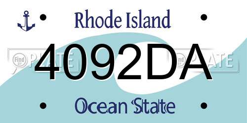 4092DA Rhode Island License Plate