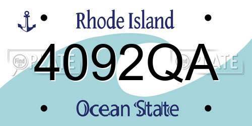 4092QA Rhode Island License Plate