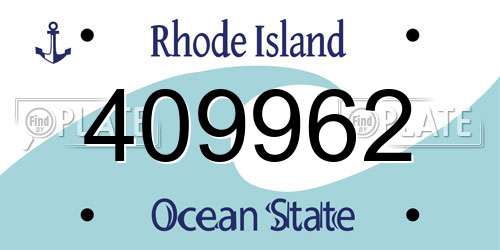 409962 Rhode Island License Plate