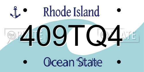 409TQ4 Rhode Island License Plate