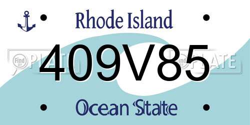 409V85 Rhode Island License Plate
