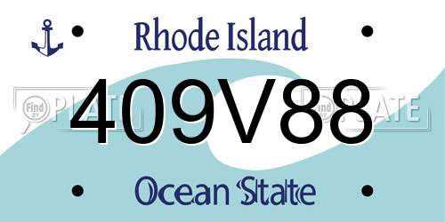 409V88 Rhode Island License Plate