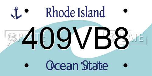 409VB8 Rhode Island License Plate