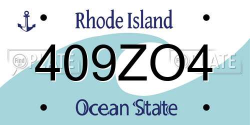 409ZO4 Rhode Island License Plate