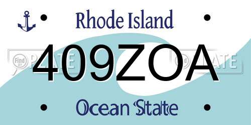 409ZOA Rhode Island License Plate