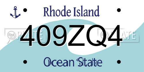 409ZQ4 Rhode Island License Plate