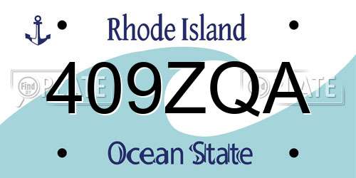 409ZQA Rhode Island License Plate