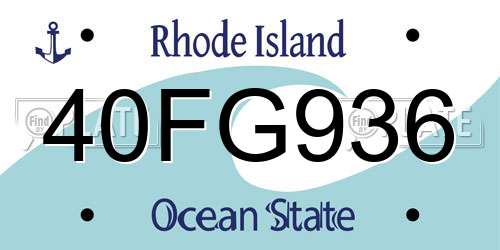 40FG936 Rhode Island License Plate