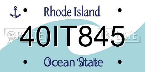 40IT845 Rhode Island License Plate