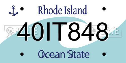 40IT848 Rhode Island License Plate
