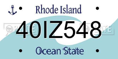 40IZ548 Rhode Island License Plate