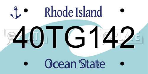 40TG142 Rhode Island License Plate