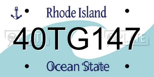 40TG147 Rhode Island License Plate