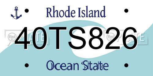 40TS826 Rhode Island License Plate