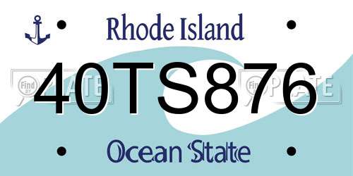 40TS876 Rhode Island License Plate